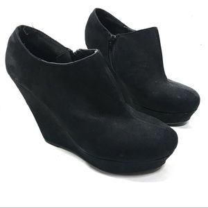 ‼️FINAL‼️ Black Suede Like Wedge Ankle Booties
